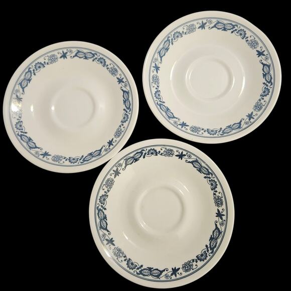 Corelle by Corning Saucer Set of 2 Blue Onion Floral Border White 6.25" USA - Picture 4 of 5